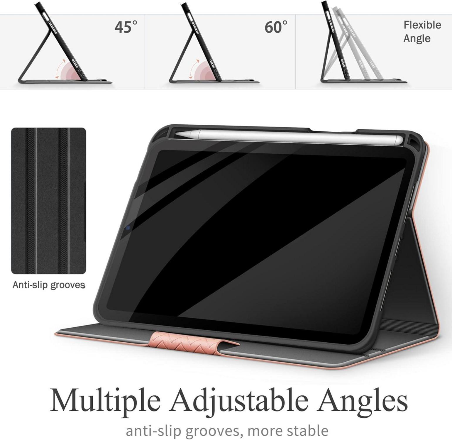 iPad Mini 6 2021 Hülle 8.3 Zoll Stand Cover Stifthalter Veganes Leder-Rosa