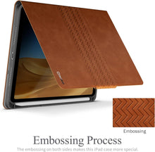 Hülle für iPad Mini 6 2021 8.3 Zoll Stand Cover mit Stifthalter, Auto Schlafen/Wachen, Veganes Leder - Braun