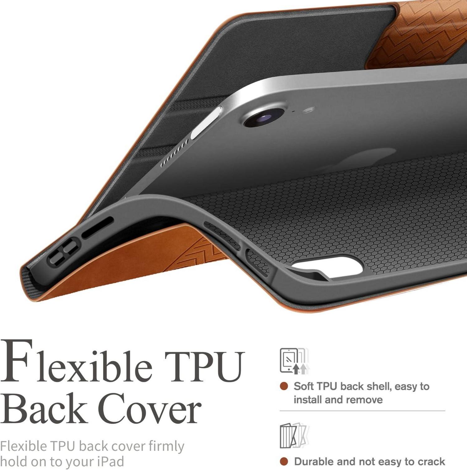 AUAUA iPad Mini 6 2021 Hülle 8.3 Zoll Stand Cover Braun Veganes Leder