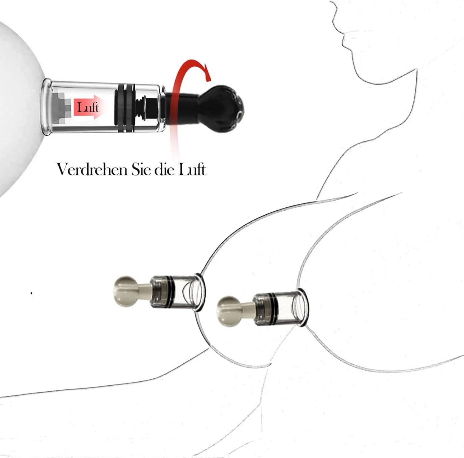 Extra starker Nippelsauger-3 Größen Brust Sauger Stimulation Schwarz φ2,5cm