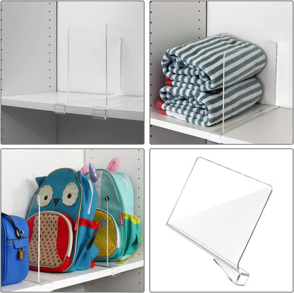 4er Pack Transparente Acryl Regalteiler für Kleiderschrank und Aufbewahrung