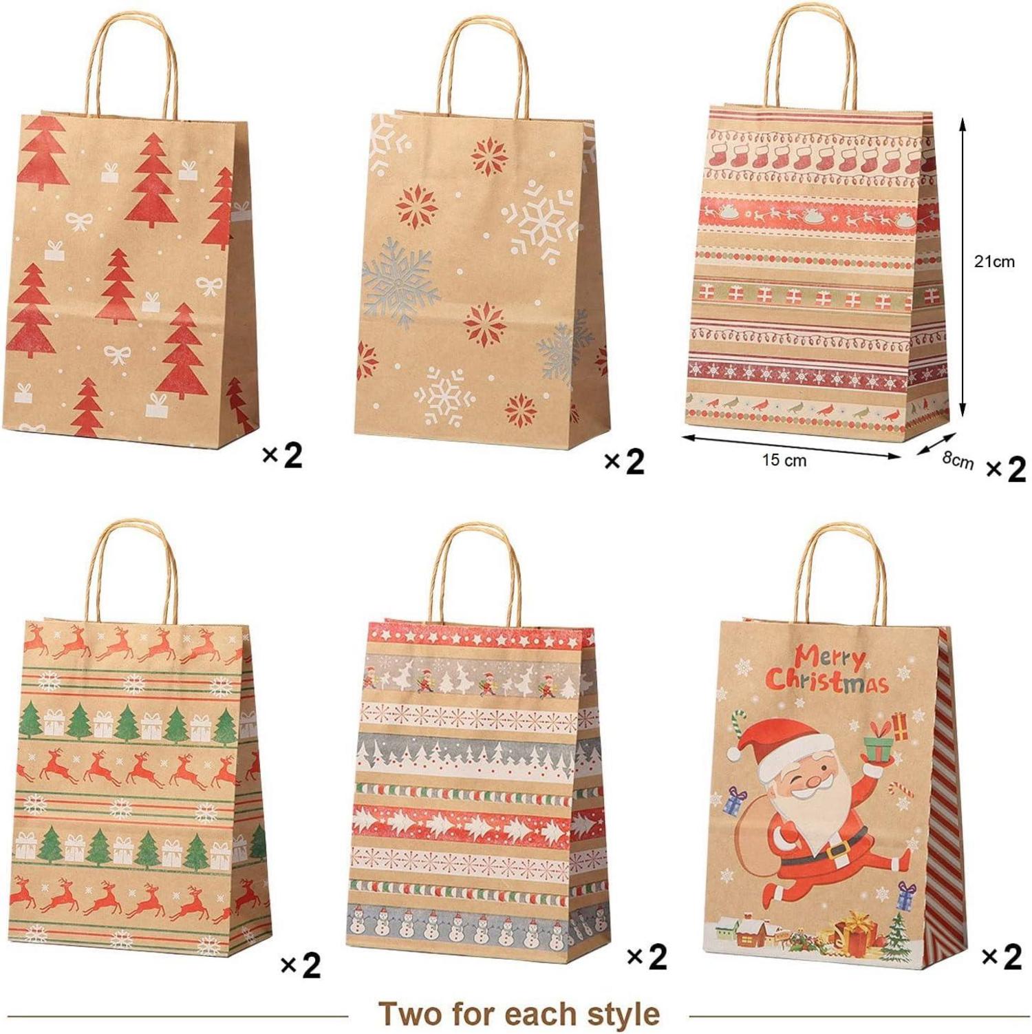 Weihnachts Kraft Geschenktaschen 12 Stück mit