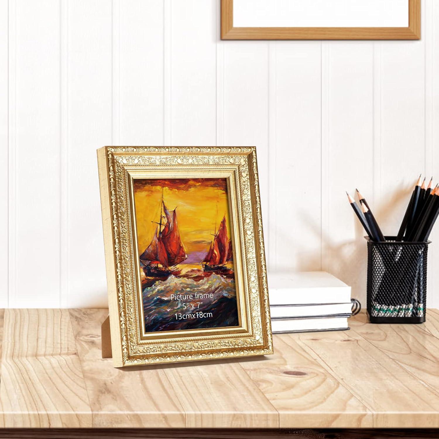 Bilderrahmen Vintage 13x18 cm 2er Set Gold Wohnzimmer Büro Echtglas