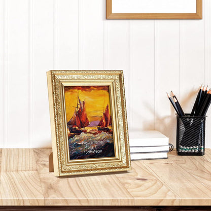 Bilderrahmen Vintage 13x18 cm 2er Set Gold Wohnzimmer Büro Echtglas
