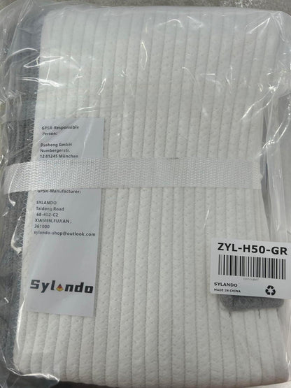 SYLANDO Wäschekorb 58L mit Henkel, Aufbewahrung Spielzeug, Geflochten, Grau
