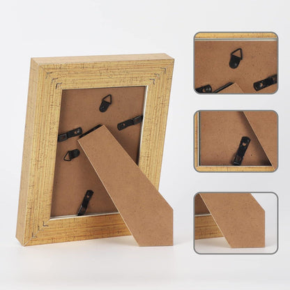 Goldener Vintage Bilderrahmen 10x15 cm 2er Set mit Echtglas