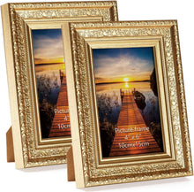 Goldene Vintage Bilderrahmen 10x15 cm 2er Set mit Echtglas