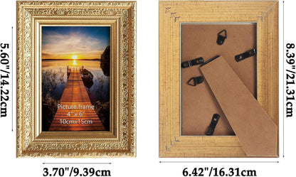 Goldener Vintage Bilderrahmen 10x15 cm 2er Set mit Echtglas