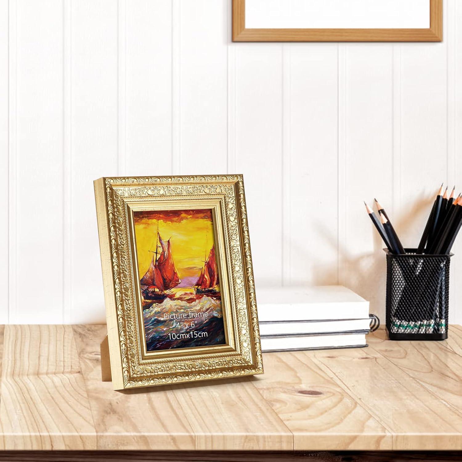 Bilderrahmen Vintage Gold 10x15cm 2er Set Echtglas Wohnzimmer