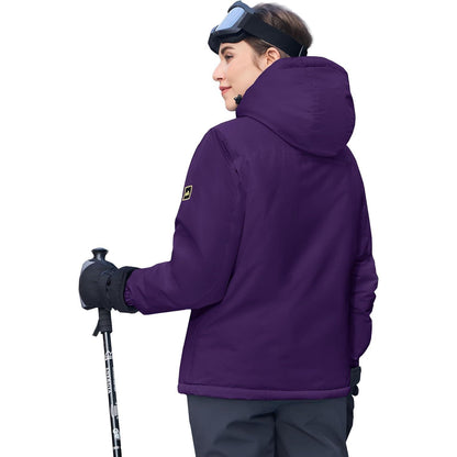Damen Winterjacke Wasserdicht Winddicht mit Fleece Dunkelviolett