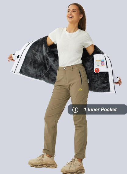 Winterjacke Damen Softshell Funktionsjacke Outdoor Ski Jacke Fleece