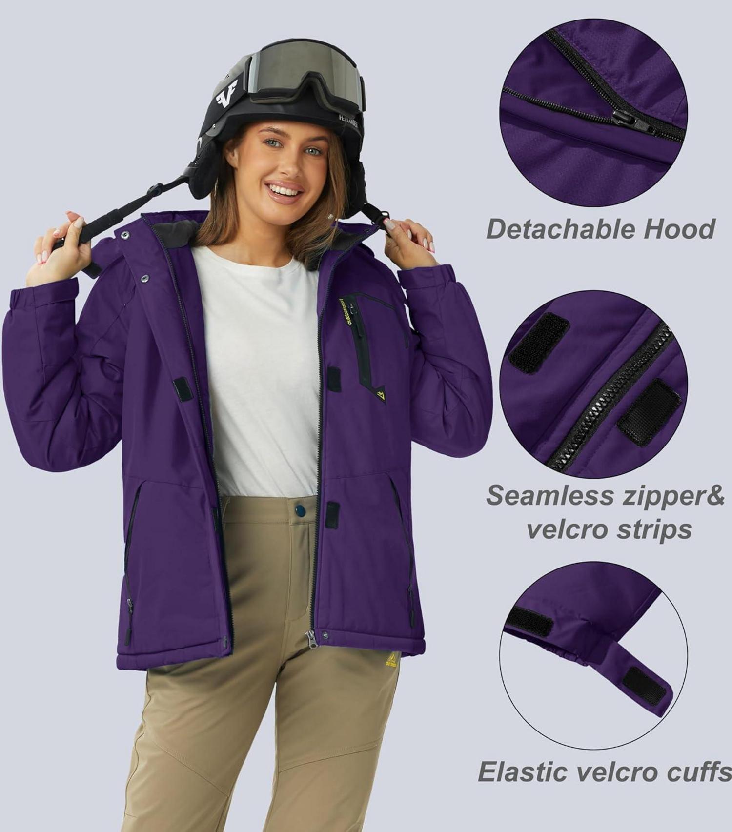 Damen Softshell Winterjacke Outdoor Ski Fleece gefüttert lila L