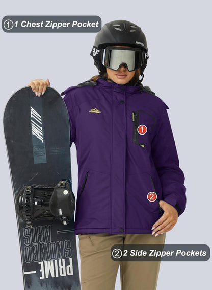 Damen Winterjacke Softshell Fleece Gefüttert Outdoor Ski Jacke L Dunkelviolett