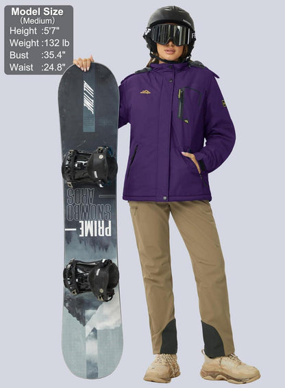 Damen Winterjacke Softshell Fleece Gefüttert Outdoor Ski Jacke L Dunkelviolett