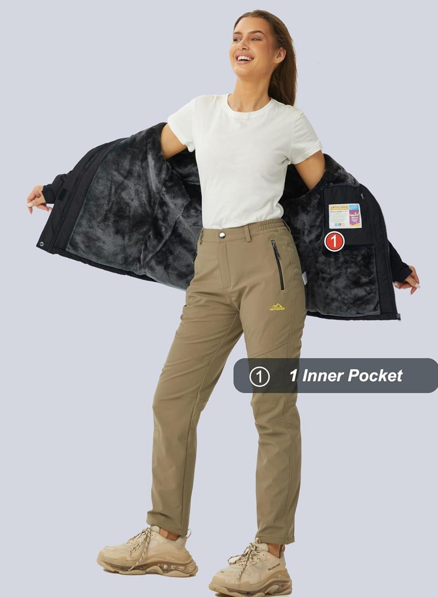 Winterjacke Damen Softshell Outdoor Ski Fleece Übergangsjacke Schwarz