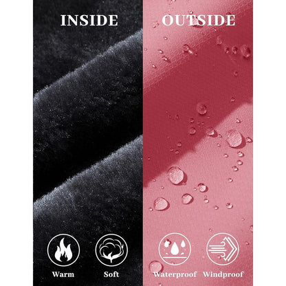 Damen Skijacke Winterjacke Fleece Parka Wasserdicht XXL Rosé