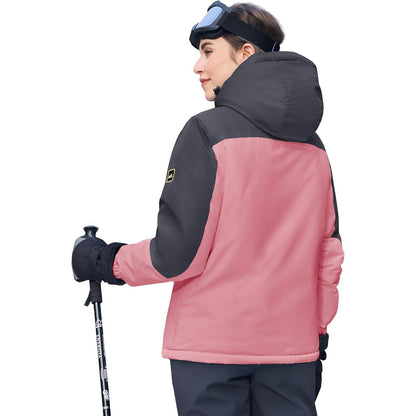 Damen Skijacke Winterjacke Fleece Parka Wasserdicht XXL Rosé