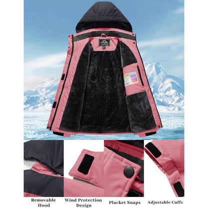 Damen Winterjacke mit Fleece, wasserdicht, Rosig L