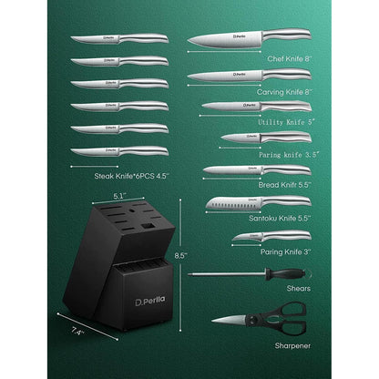 Premium Messerblock mit Messer Holzgriff Messer Set 16-TLG