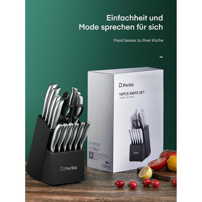 Premium Messerblock mit Messer Holzgriff Messer Set 16-TLG