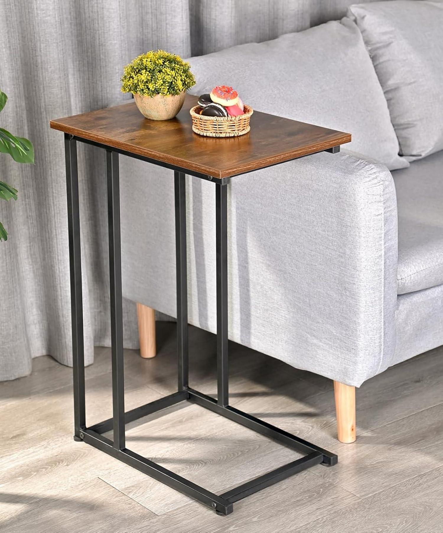 C-Form Beistelltisch 49x33x68cm Kaffeetisch Metallgestell