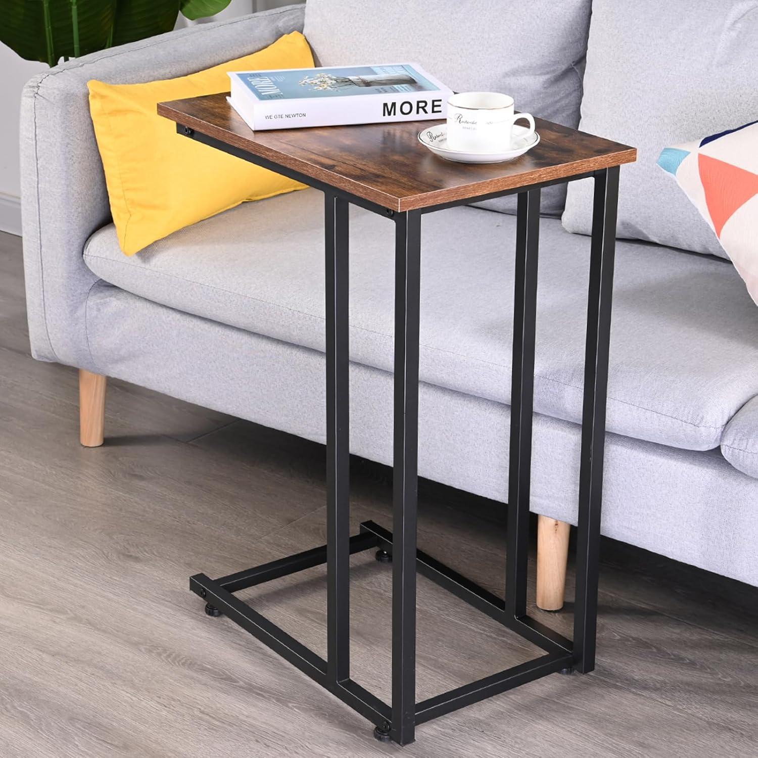 H JINHUI Beistelltisch C-Form 49 x 33 x 68 cm Vintagebraun-schwarz