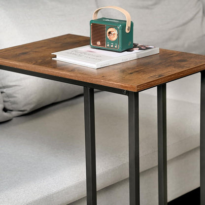 Beistelltisch C-Form 49x33x68 cm Kaffeetisch Metallgestell Vintagebraun