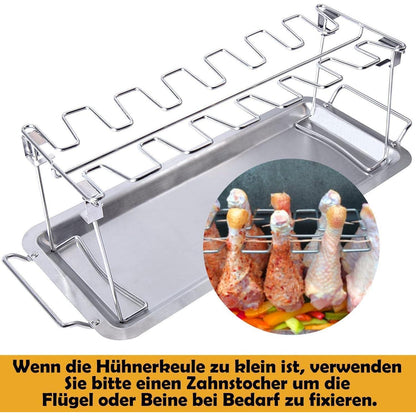 Hähnchenschenkel Halter für Grill Auffangschale Grillzubehör