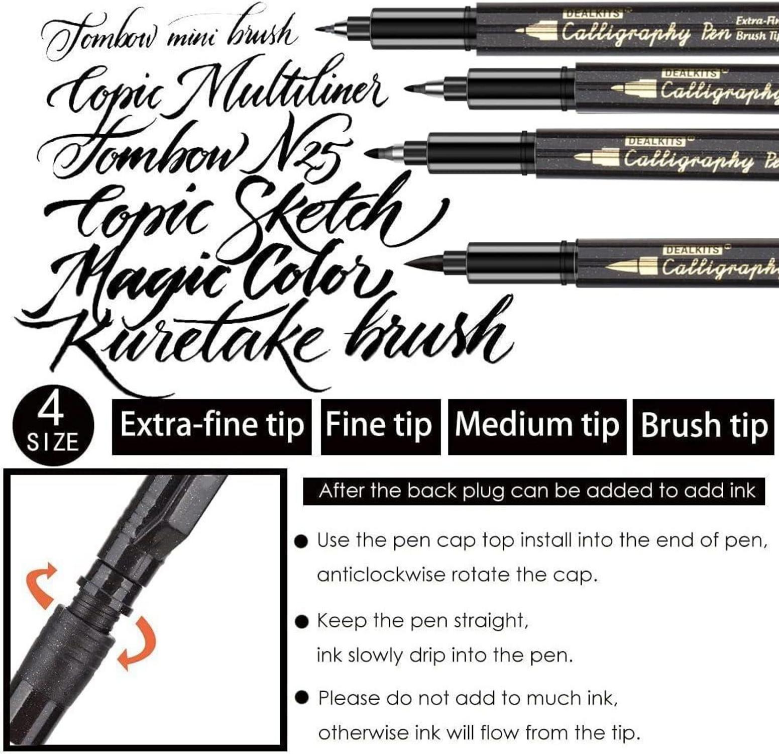 Kalligraphie Stifte Set 6er Schwarz Fasermaler Pinselstifte