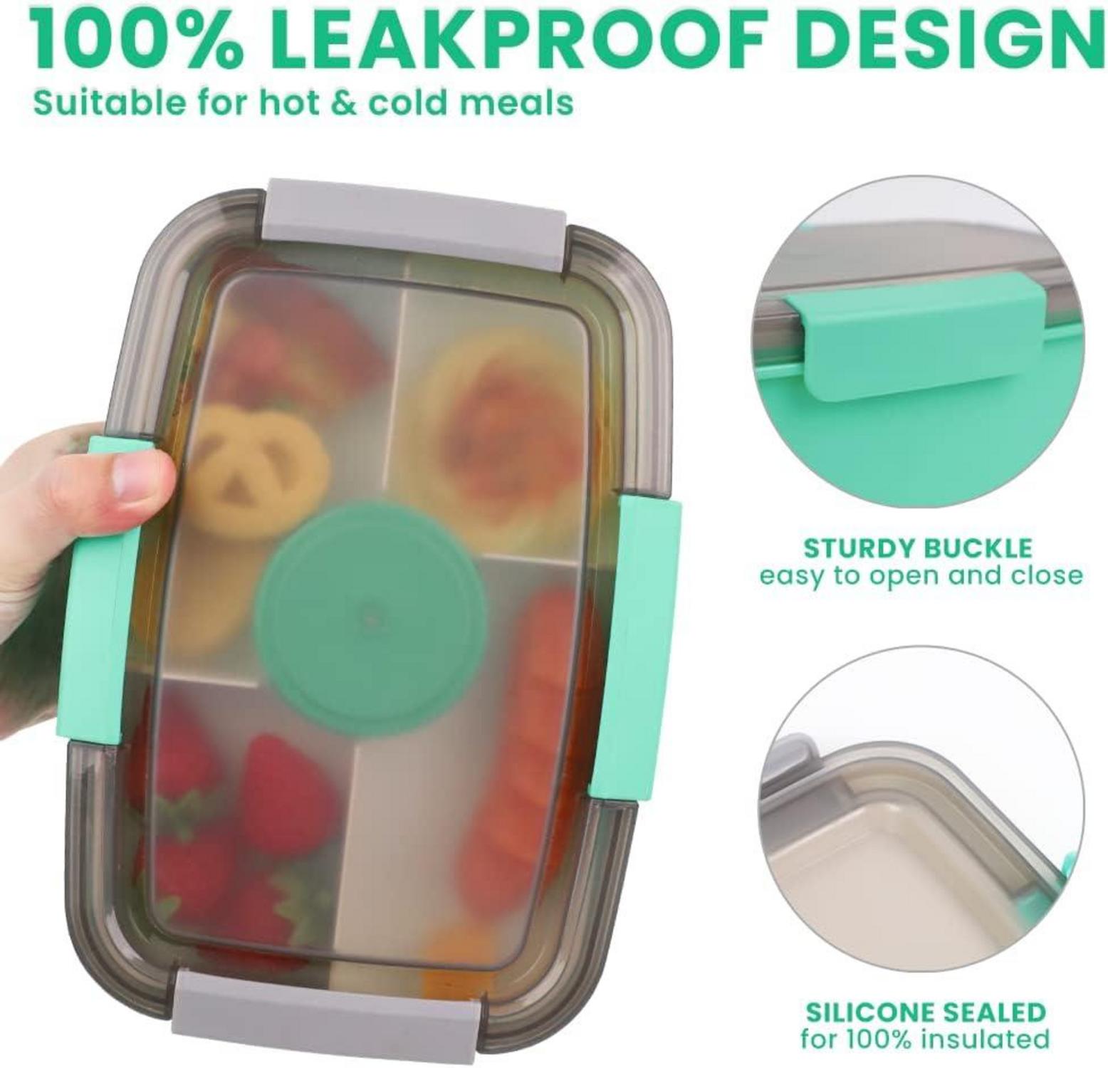 Bugucat Lunchbox 2000ML - Auslaufsichere Brotdose mit Fächern, Salatbox to Go für Schule Büro Picknick