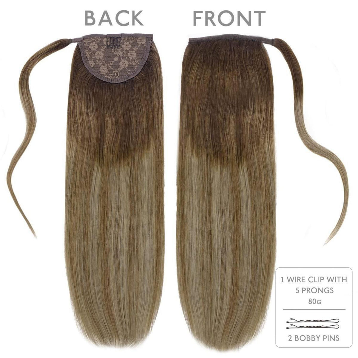 Pferdeschwanz-Extension Echthaar 50cm Mokka Bronde Highlights