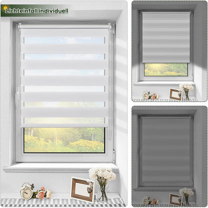 Doppelrollo Klemmfix ohne Bohren ür Fenster weiß 45x150cm