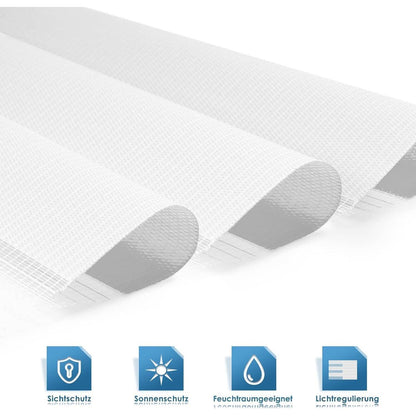 Doppelrollo Klemmfix ohne Bohren ür Fenster weiß 45x150cm