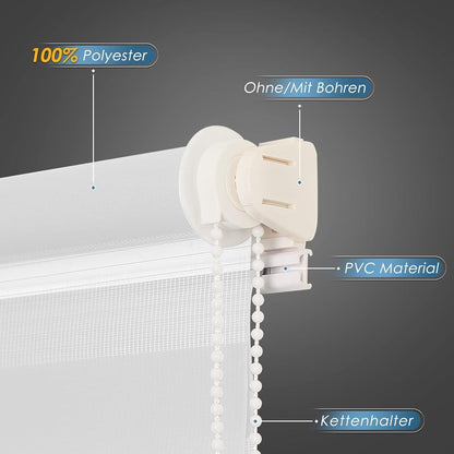 Doppelrollo Klemmfix ohne Bohren ür Fenster weiß 45x150cm