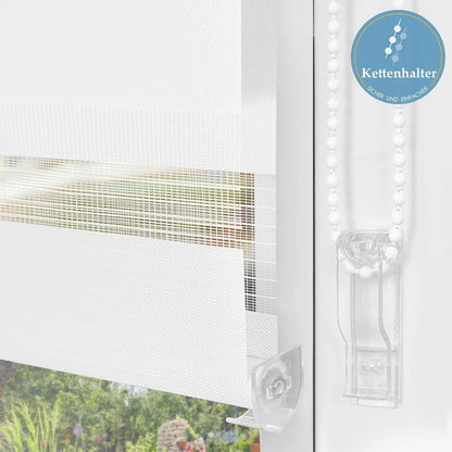 Doppelrollo Klemmfix ohne Bohren ür Fenster weiß 45x150cm