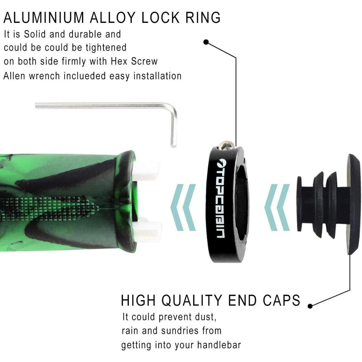 Ergonomische Fahrradgriffe Gummi Grün (1 Paar)