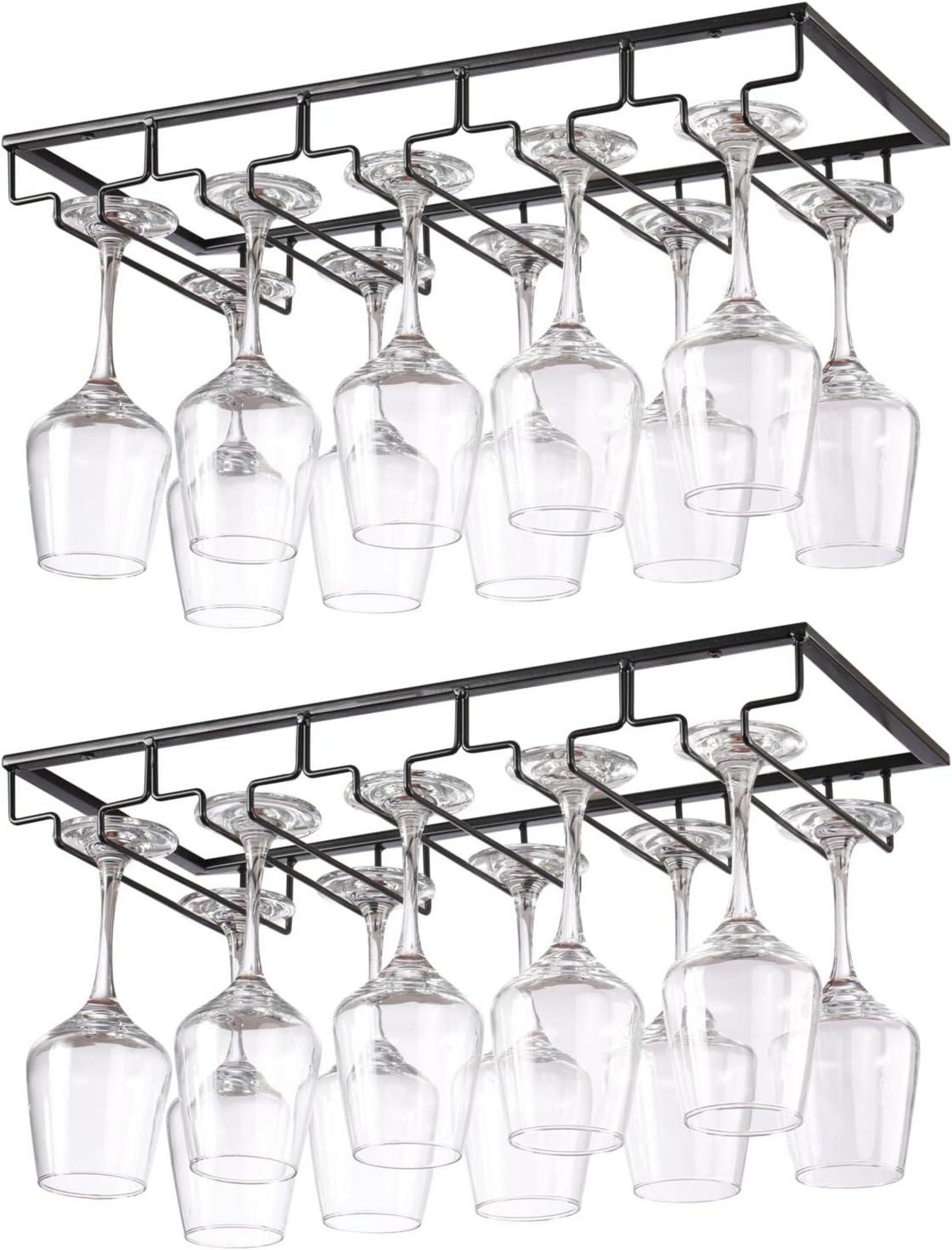 Weinglashalter 5 reihig Schwarz Metall Schrauben Unter Schrank