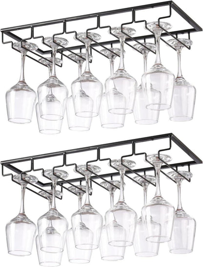 Weinglashalter 5 reihig Schwarz Metall Schrauben Unter Schrank