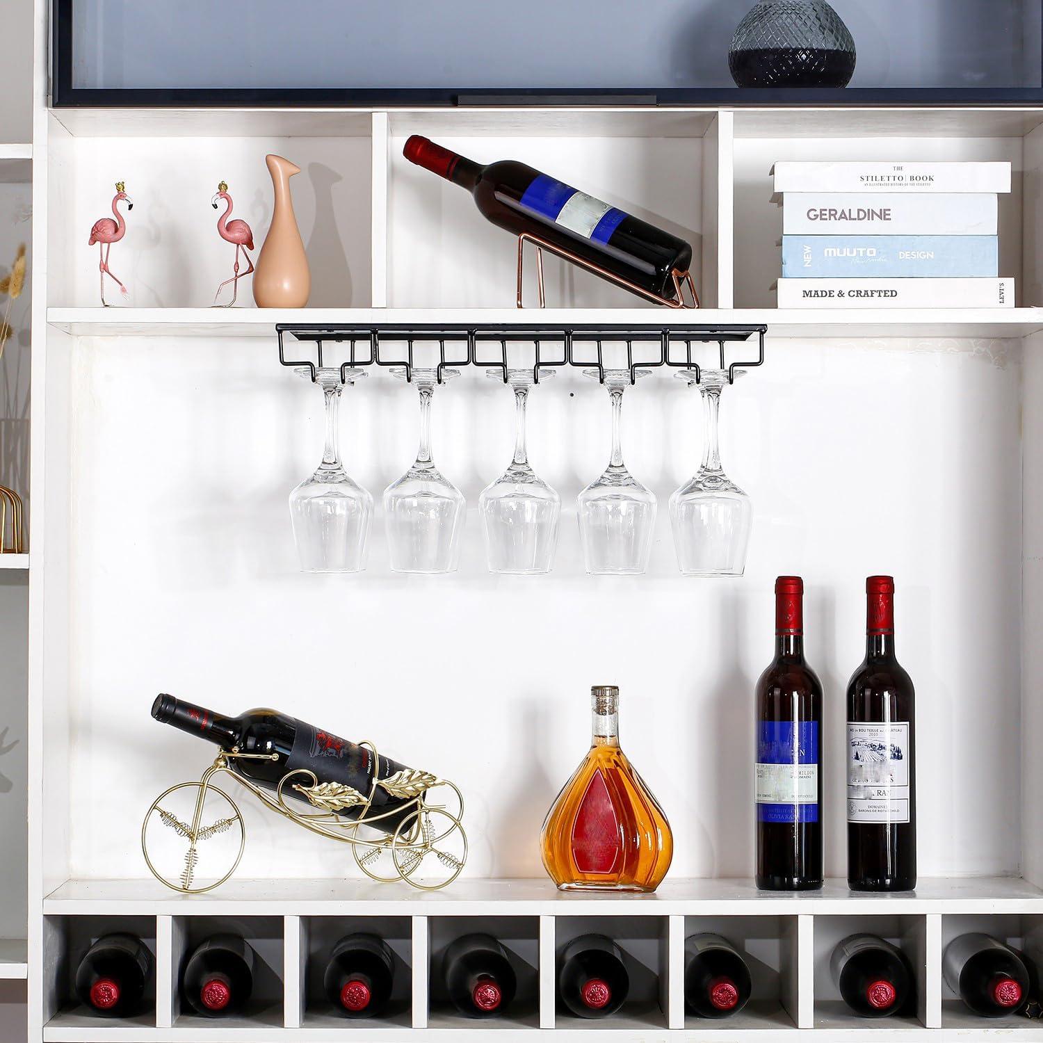 YunNasi Weinglashalter Metall 5 Reihen Schwarz - Unter