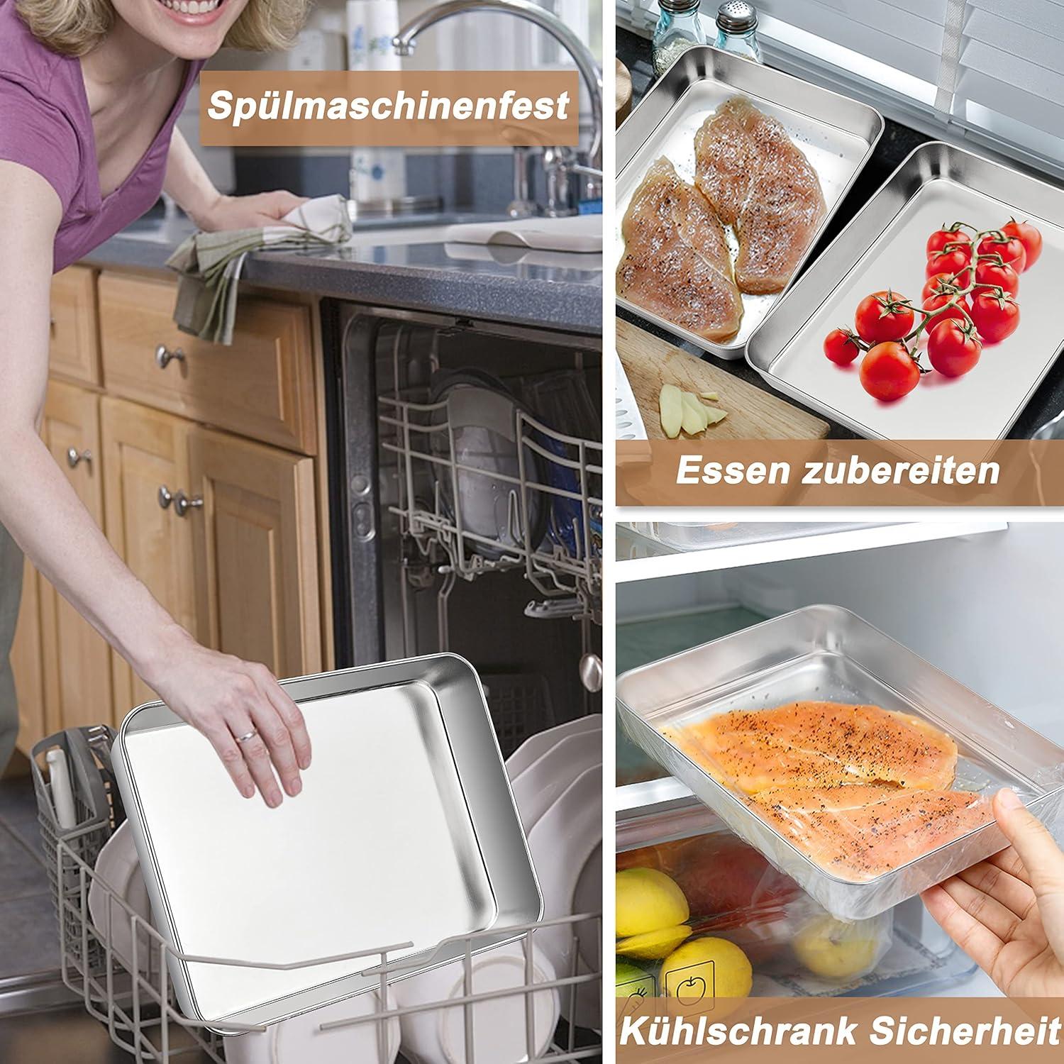 2er Set Edelstahl Backbleche Rechteckig 23x17x5 cm Ofenform Auflaufform