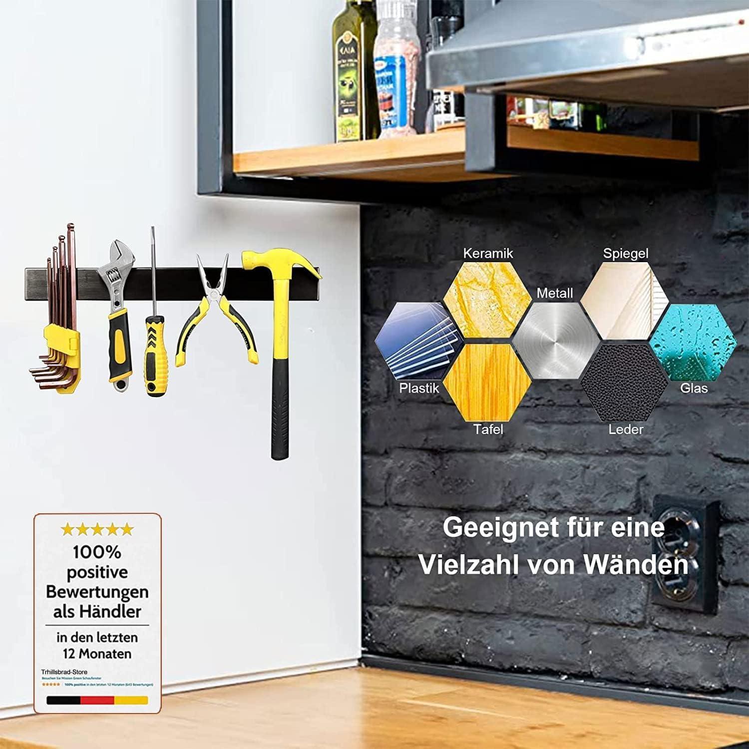 Magnetleiste Messerhalter 40cm Edelstahl Schwarz selbstklebend