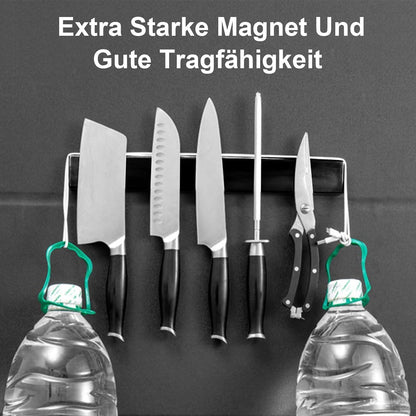 Magnetleiste Messer 40cm Edelstahl Schwarz Selbstklebend 2 Haken Magnetisch