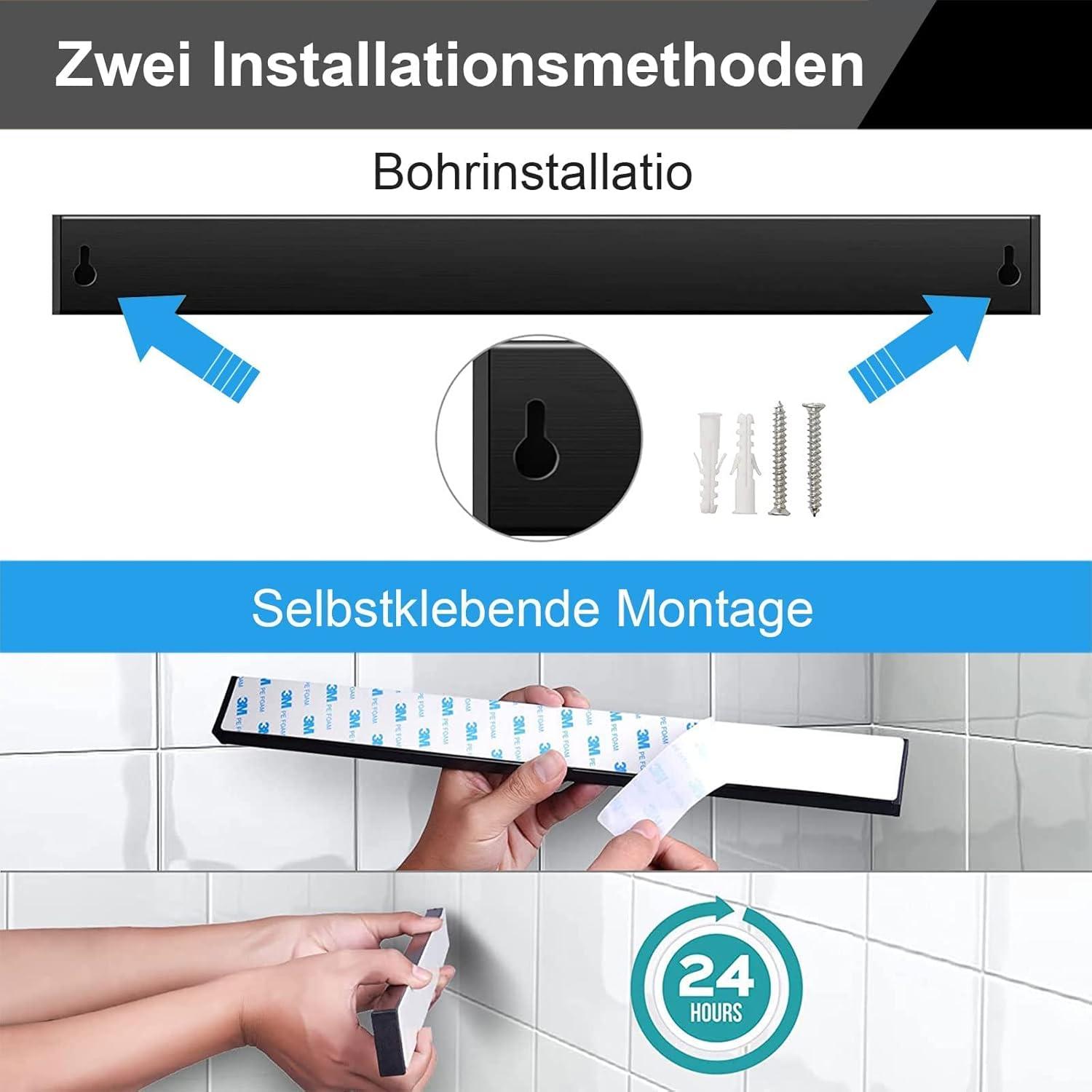 Magnetleiste Messer 40cm Edelstahl Selbstklebend Schwarz