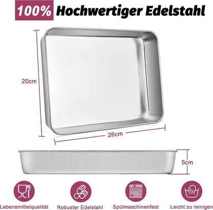 HaWare Edelstahl Backblech 2er Set 26x20x5cm - Gesundes