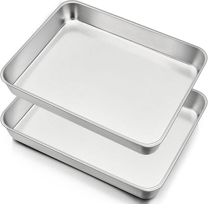 Edelstahl Backblech 2er Set 31x24cm Auflaufform Ofenform Tiefes