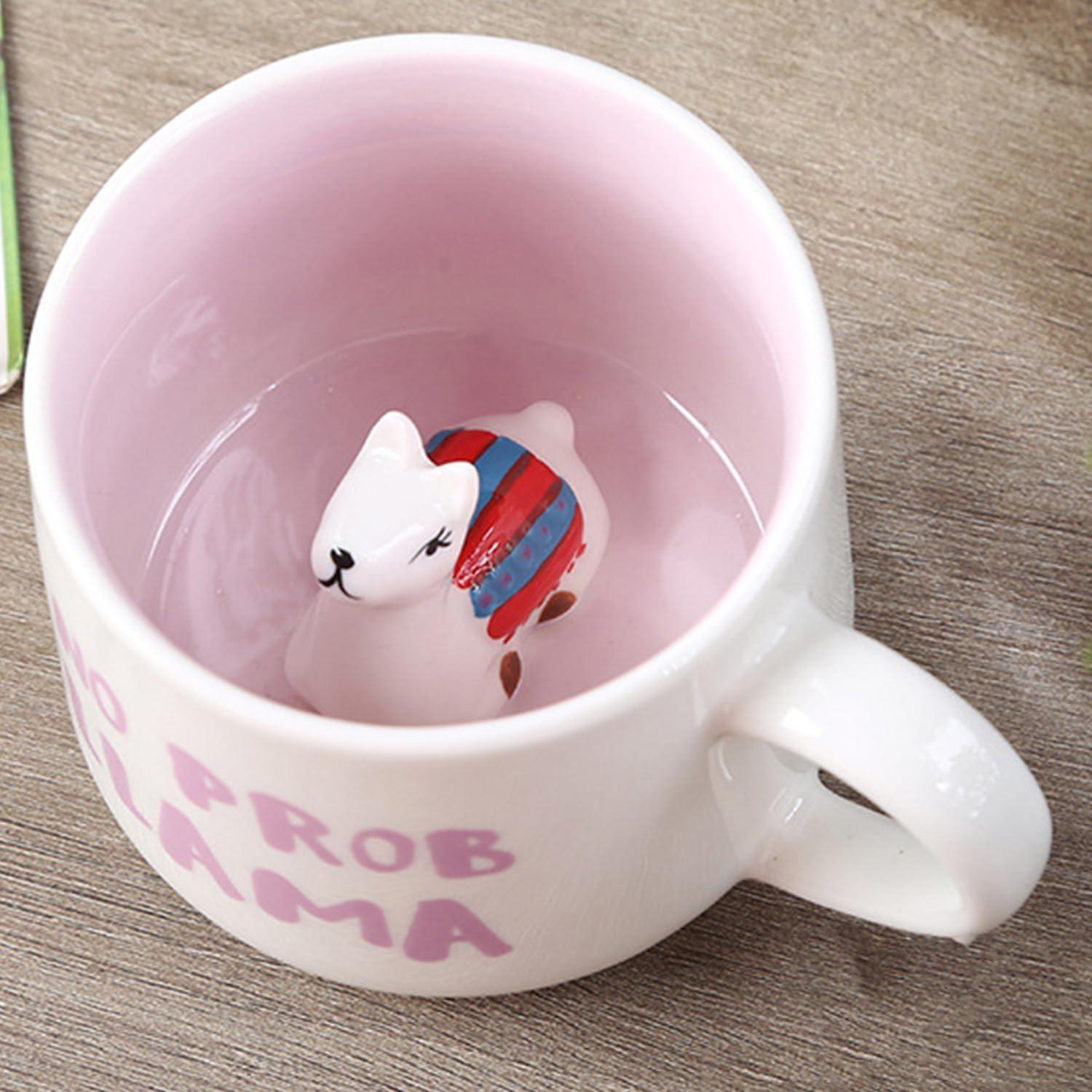 Alpaka Tasse 3D Tier Keramik Geschenk Teetasse Löffel Untersetzer 350 ml
