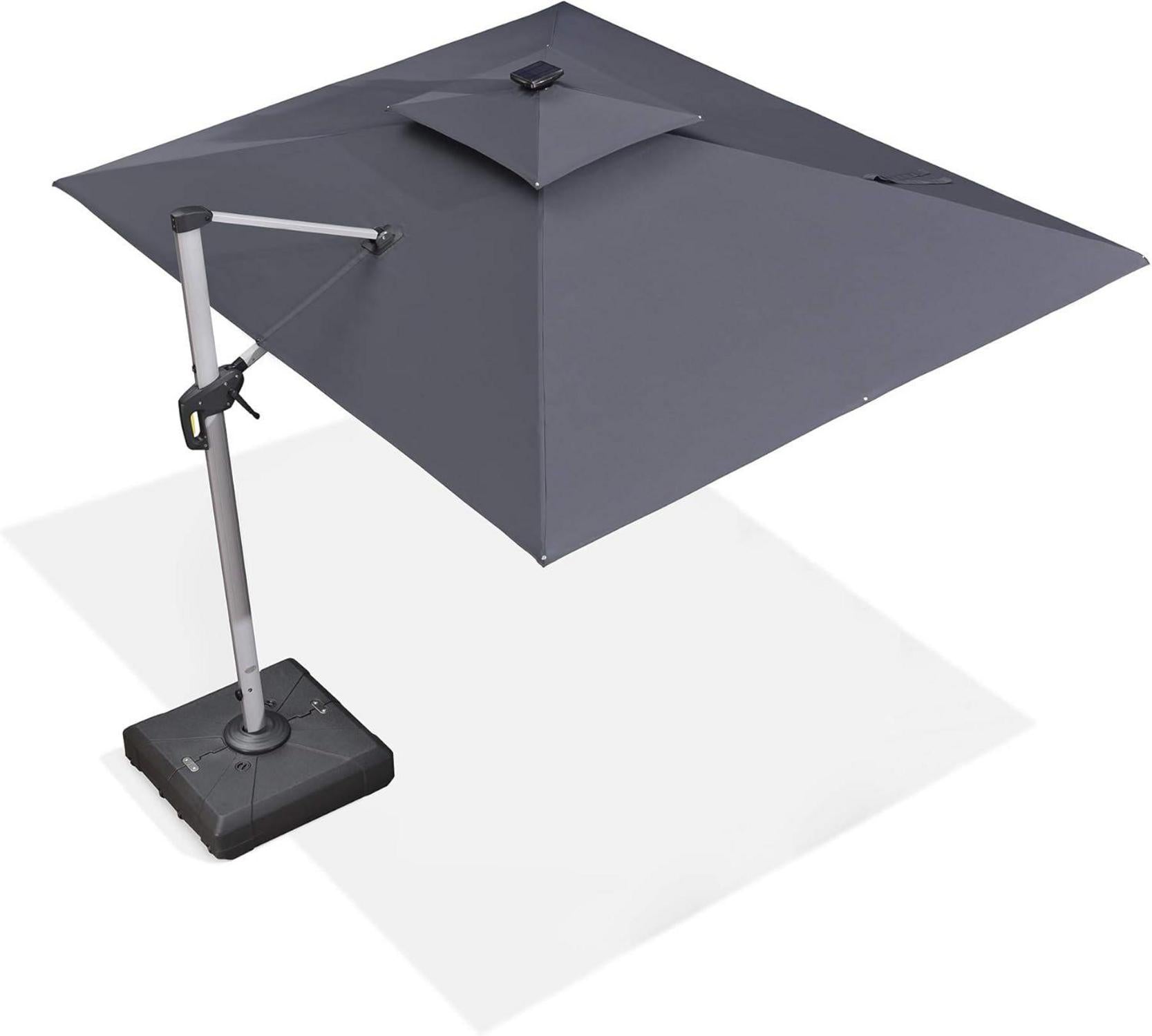 Sonnenschirm Rechteckig mit LED 270x365 cm UV50+ Grau