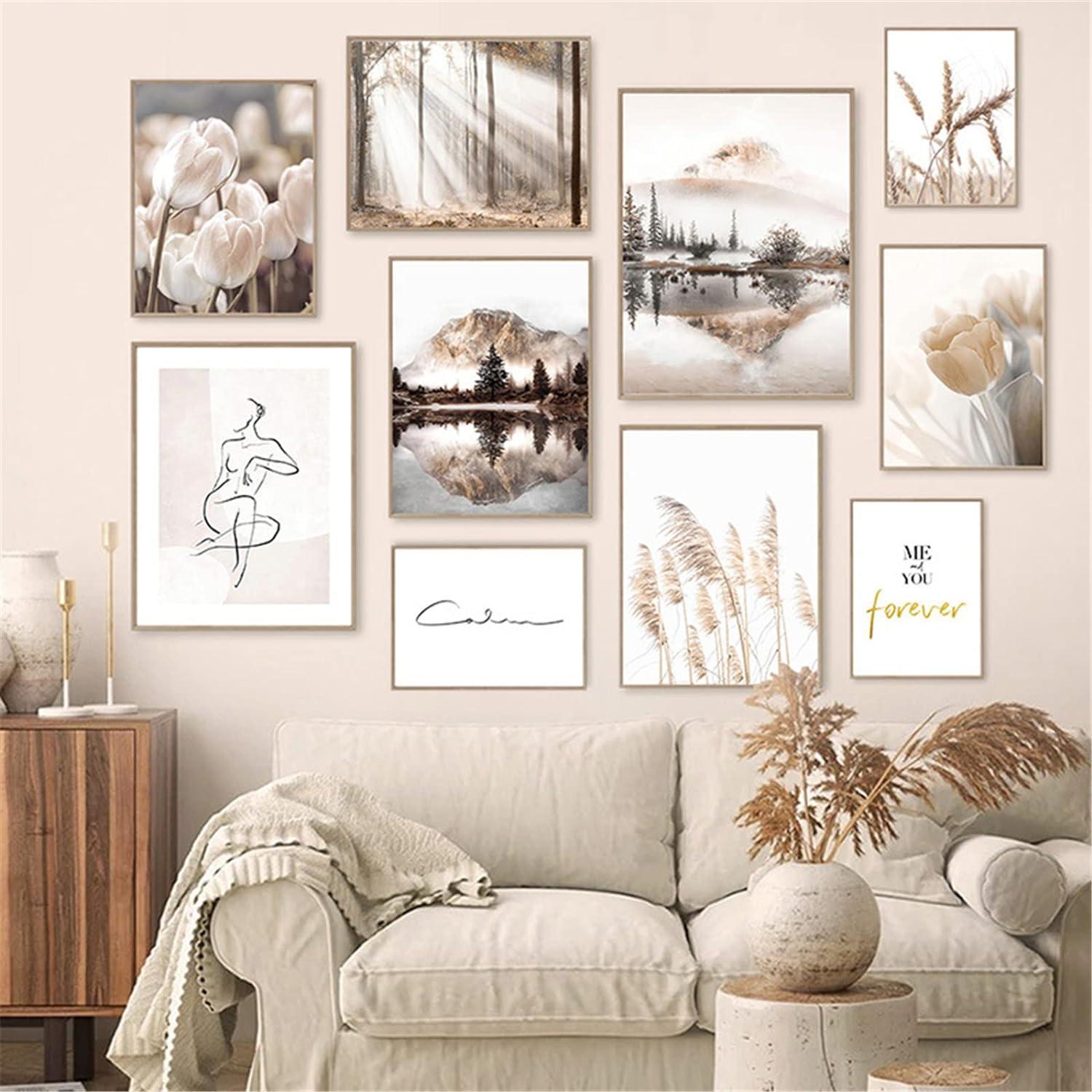 Premium Poster Set 3er Vintage Bilder Beige ohne Bilderrahmen 30 x 40