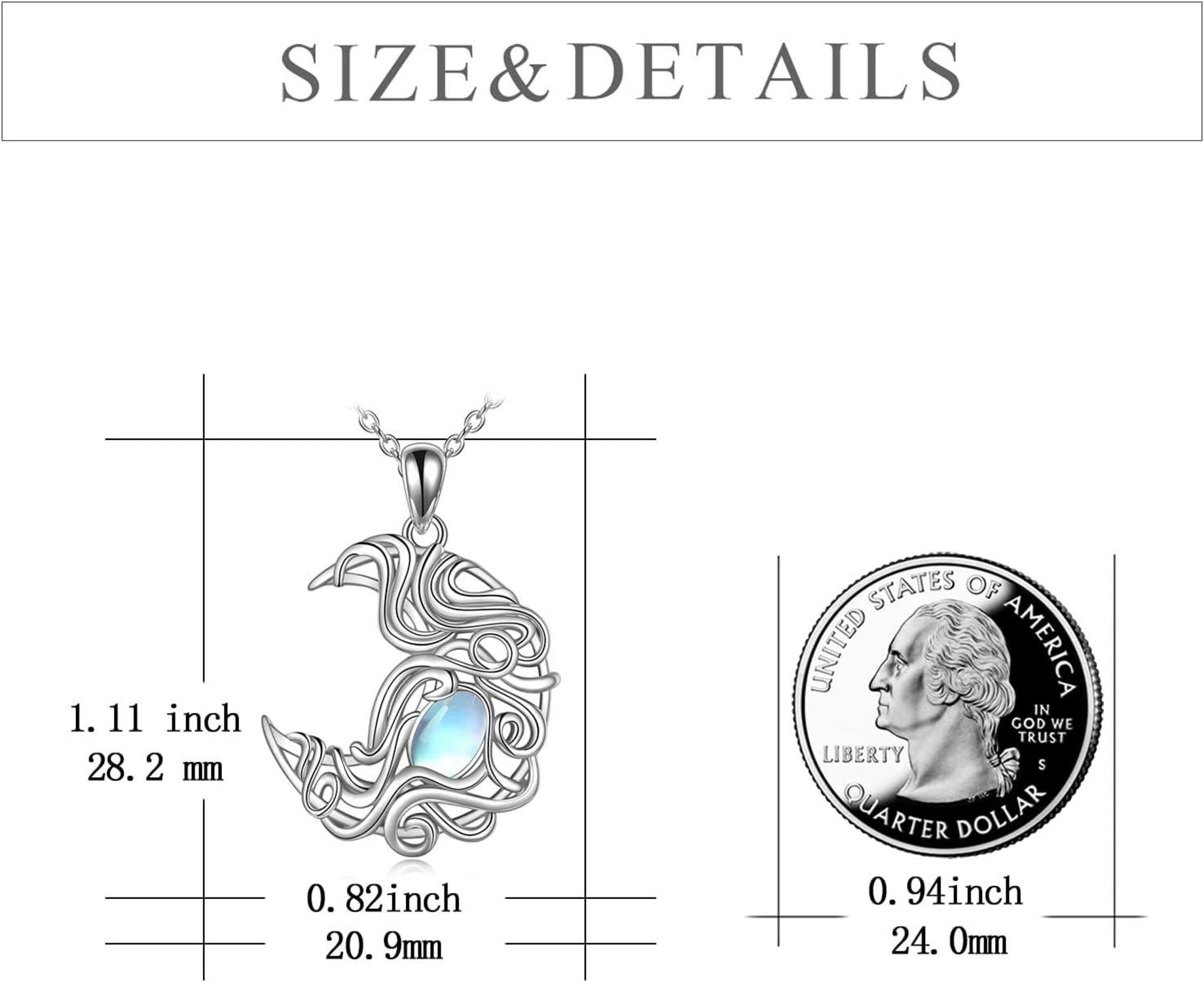 925 Sterling Silver Moon Necklace Pendant Gifts for Women Girls
