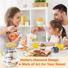 Glaskaraffe mit goldenem Deckel 2 Liter, Modernes Diamant